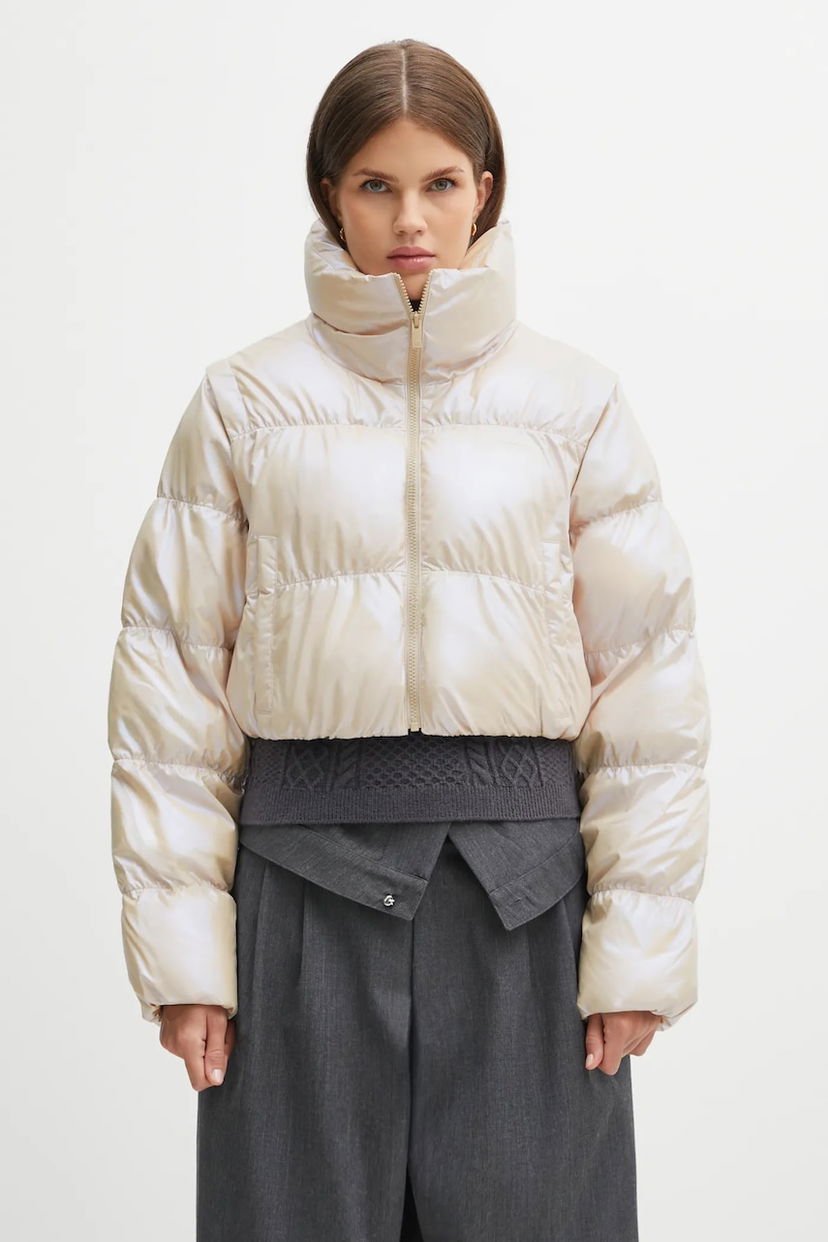 Puhovka adidas Originals adidas Originals Ess Glossy Oversized Puffer Jacket Bež | JX2985