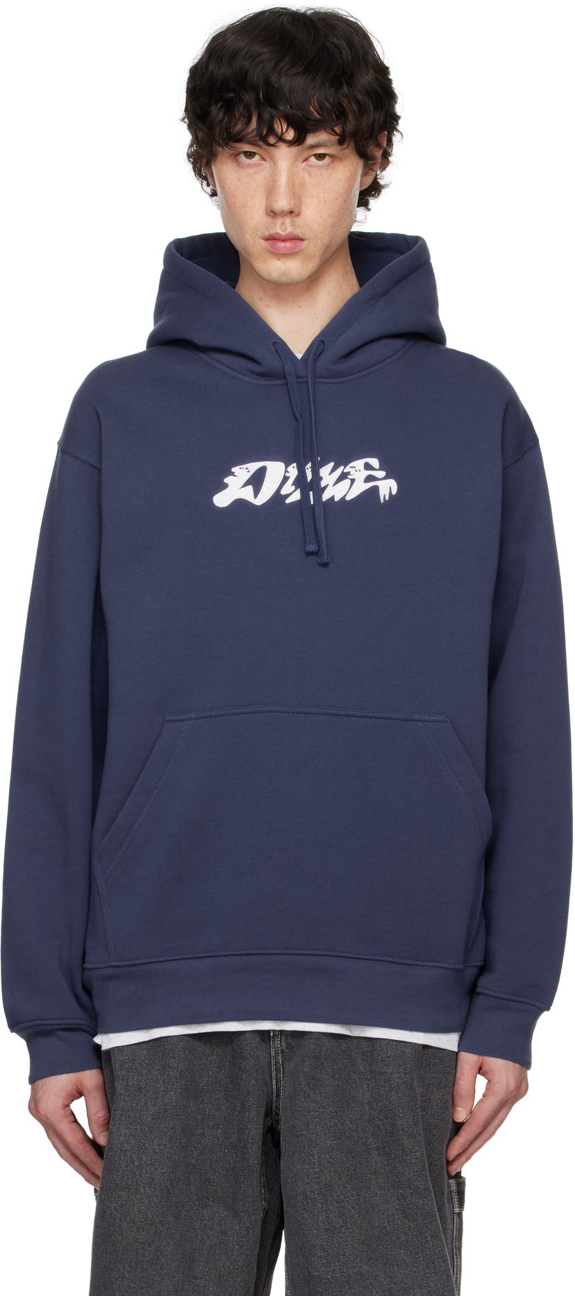 Pulover Dime Navy Happy Hoodie Mornarica | DIMEFA2420BLU