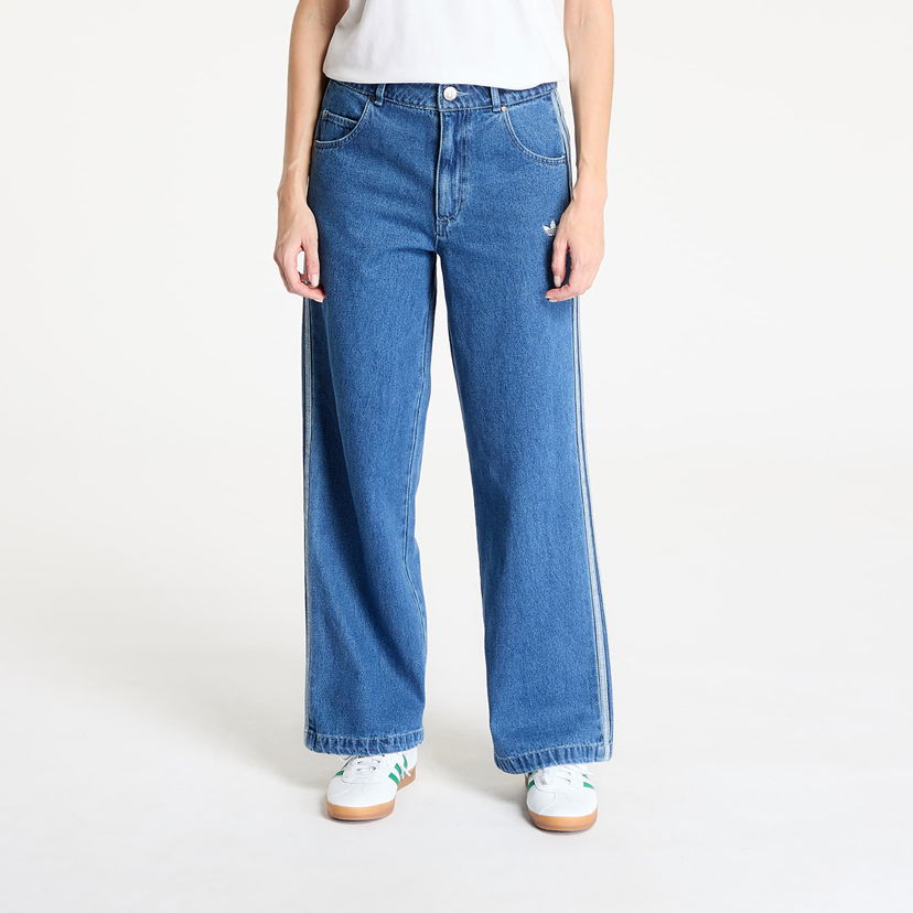 Kavbojke adidas Originals Adicolor Denim 3 Stripes Wide-Leg Track Pants Modra | JD2574