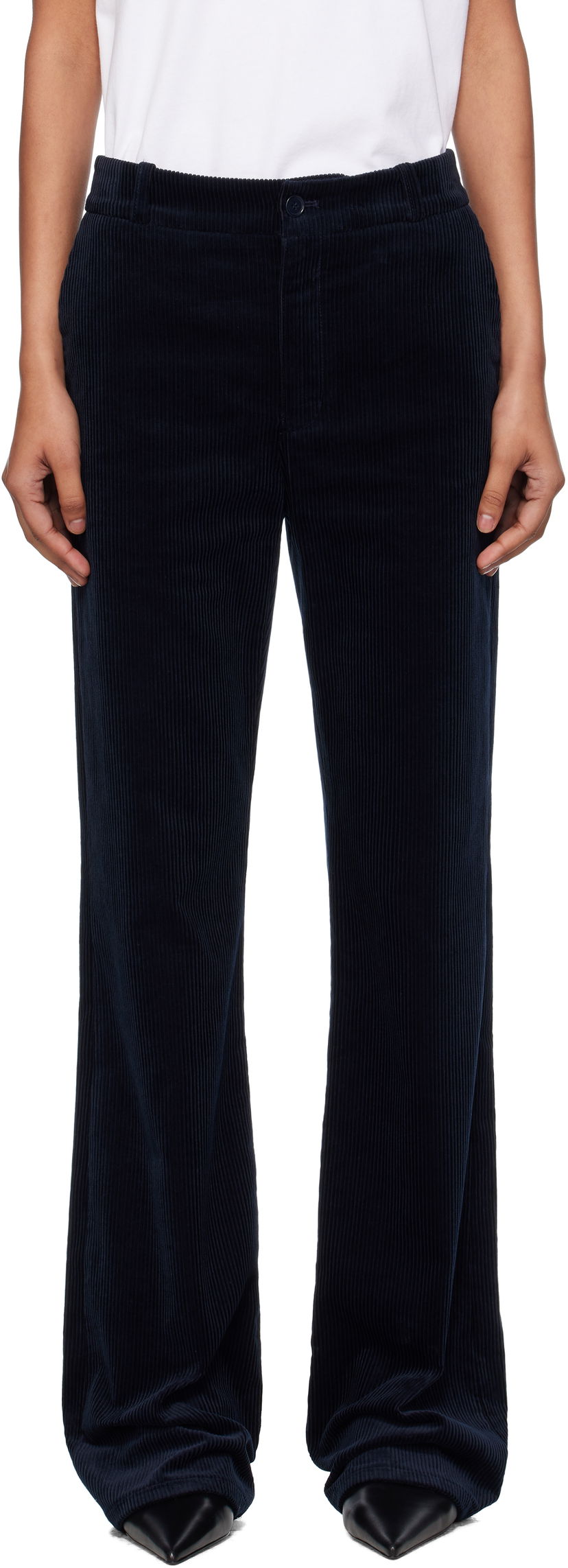Hlače A.P.C. A.P.C. Rosemary Corduroy Flare Trousers Mornarica | COHBB-F08502