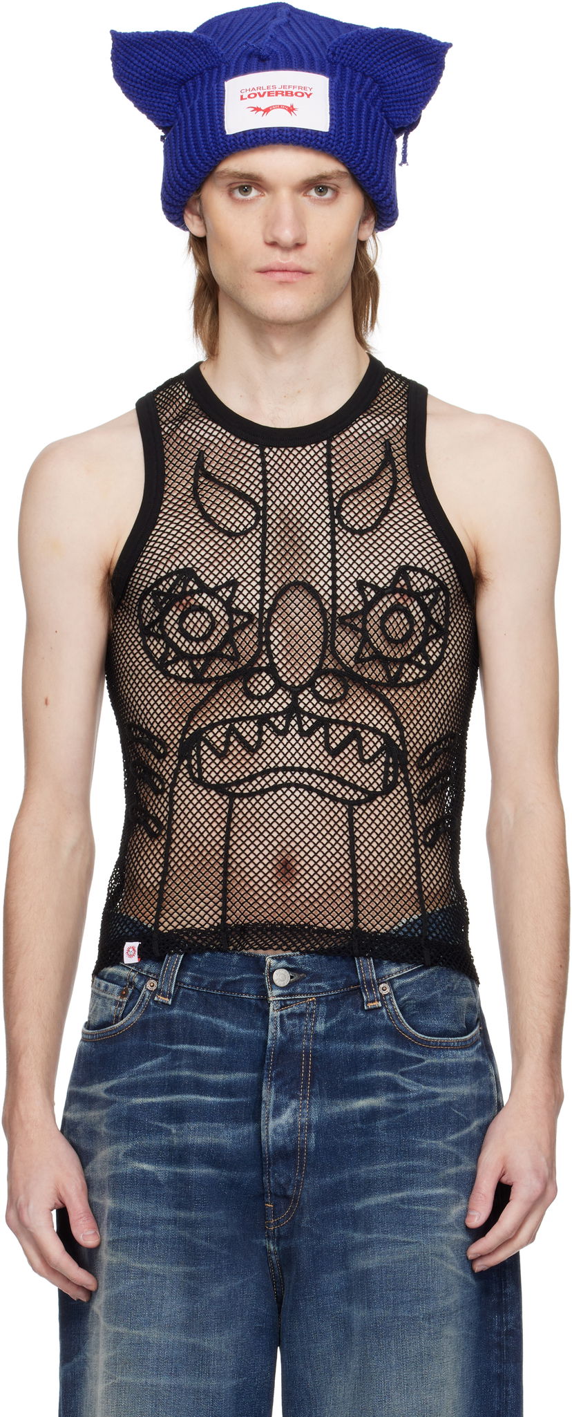 Majica brez rokavov Charles Jeffrey Loverboy Charles Jeffrey LOVERBOY Graphic Net Tank Top Črna | 54080301