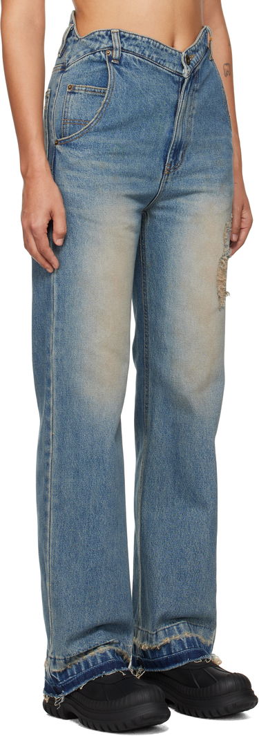 Kavbojke We11done We11done Distressed High-Waisted Jeans Modra | WD-DP3-24-323-W-BL, 1
