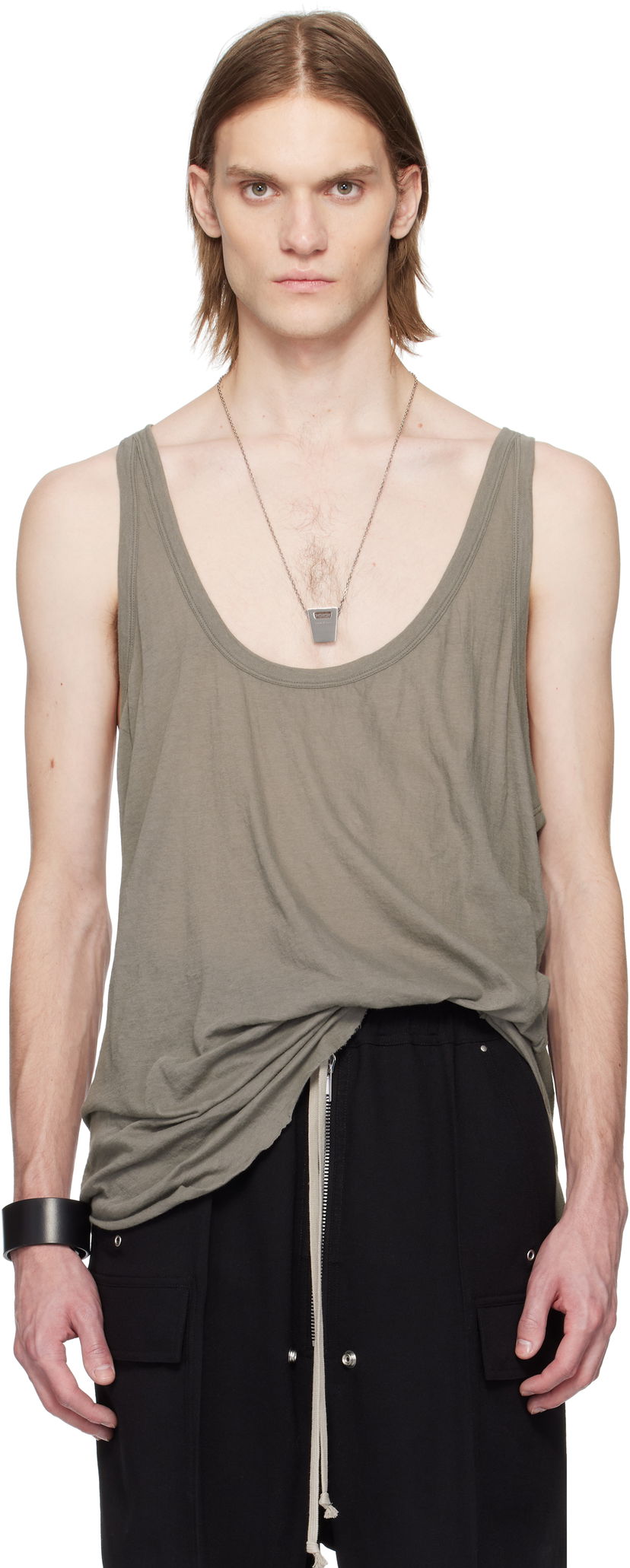 Majica brez rokavov Rick Owens Rick Owens Hollywood Low Cut Tank Top Zelena | RR01E5101 UC