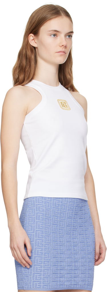 Majica brez rokavov Balmain Balmain Retro 'PB' Tank Top Bela | DF1EB045BC49, 1