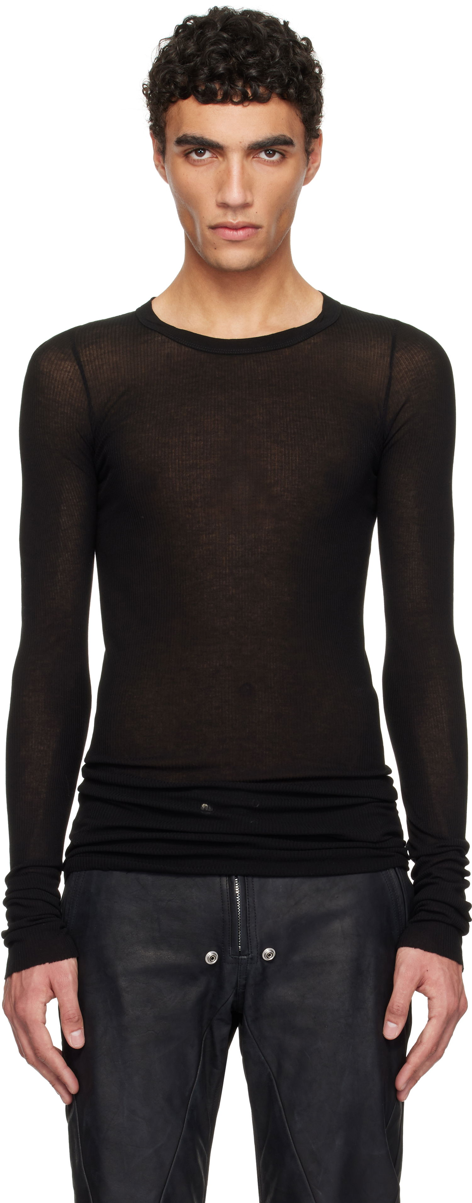 Majica Rick Owens Rick Owens Hollywood Rib Long Sleeve T-Shirt Črna | RU01E5250 RC, 0