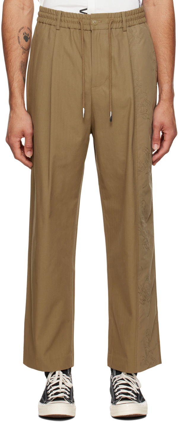 Hlače Feng Chen Wang Feng Chen Wang Embroidered Panel Trousers Zelena | FUF14TR08, 0