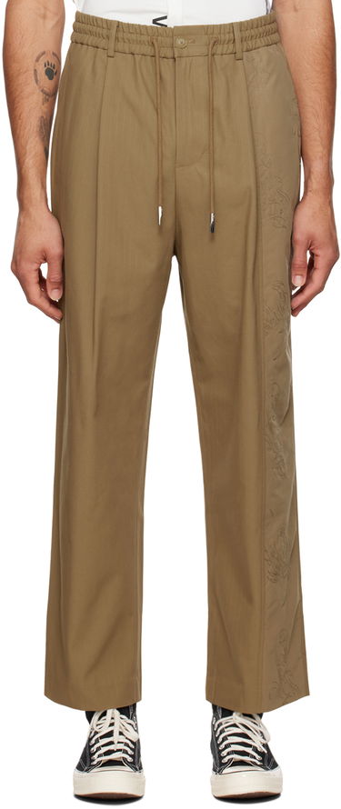 Hlače Feng Chen Wang Feng Chen Wang Embroidered Panel Trousers Zelena | FUF14TR08, 0