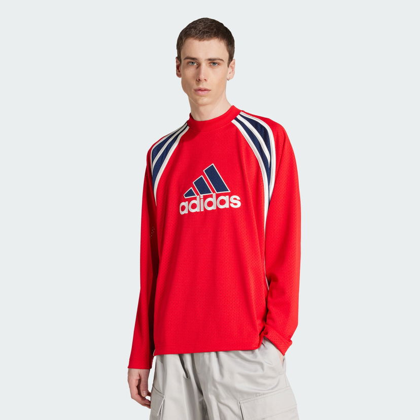 Pulover adidas Performance Mesh Long Sleeve Warm Up Top Rdeča | JD5376