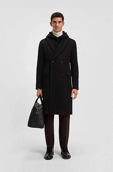 Plašči BOSS Double-breasted coat in an alpaca blend Črna | 50551135, 1