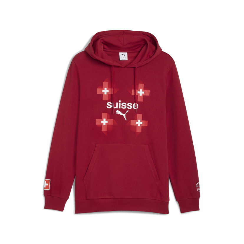 Pulover Puma Switzerland FtblCulture Men's Hoodie Rdeča | 783647_02