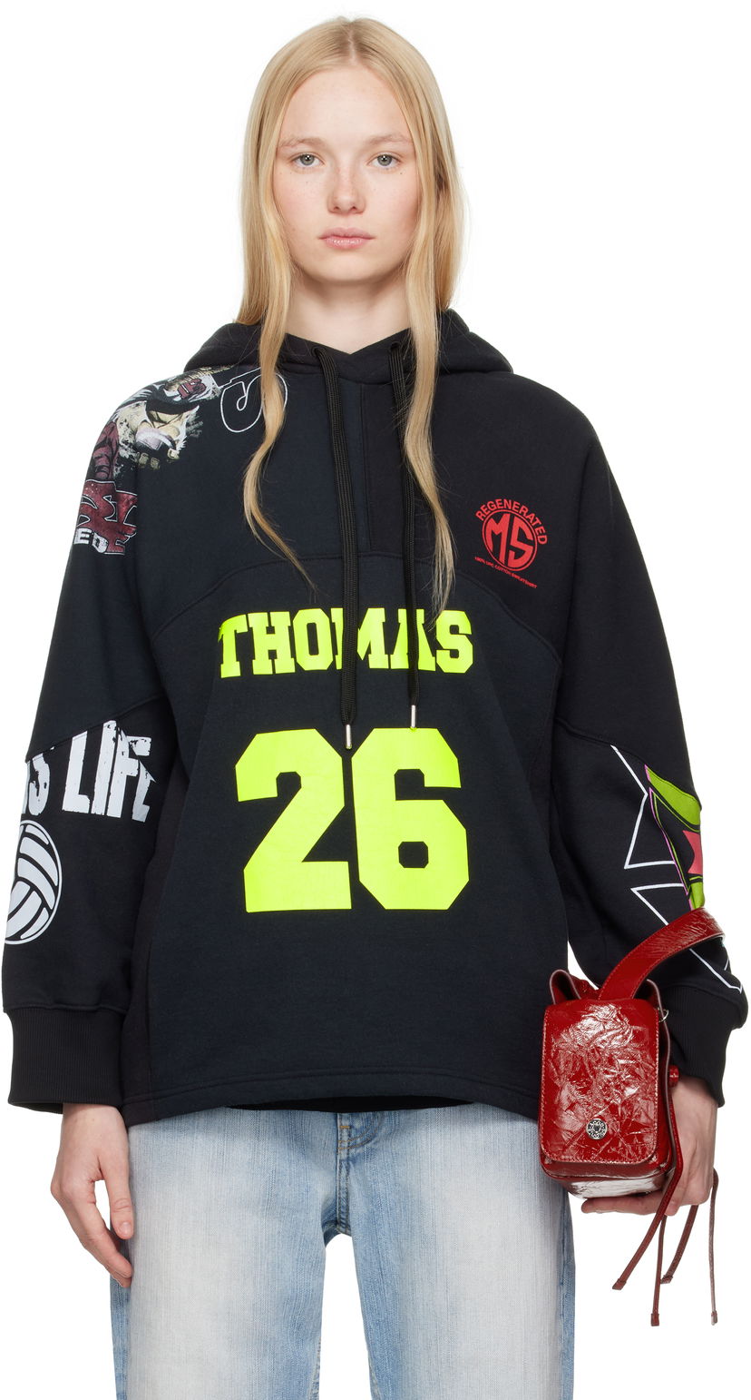 Pulover Marine Serre Marine Serre Regenerated Graphic Hoodie Črna | UST025A UJER0007