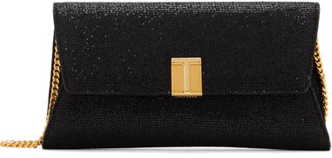 Torba za čez ramo Tom Ford Glitter Textured Fabric Bag With Chain Strap Črna | L1736-TSY053X, 0