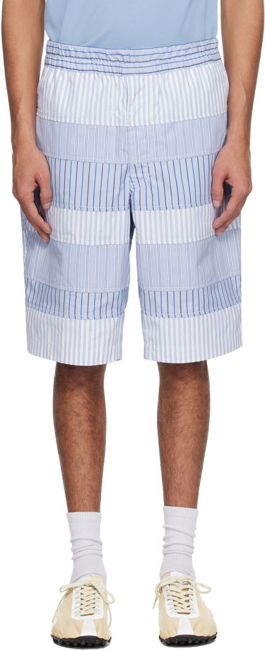 Kratke hlače Comme des Garçons Comme des Garçons Shirt Yarn Dyed Stripe Poplin Shorts Modra | FO-P004-051, 0