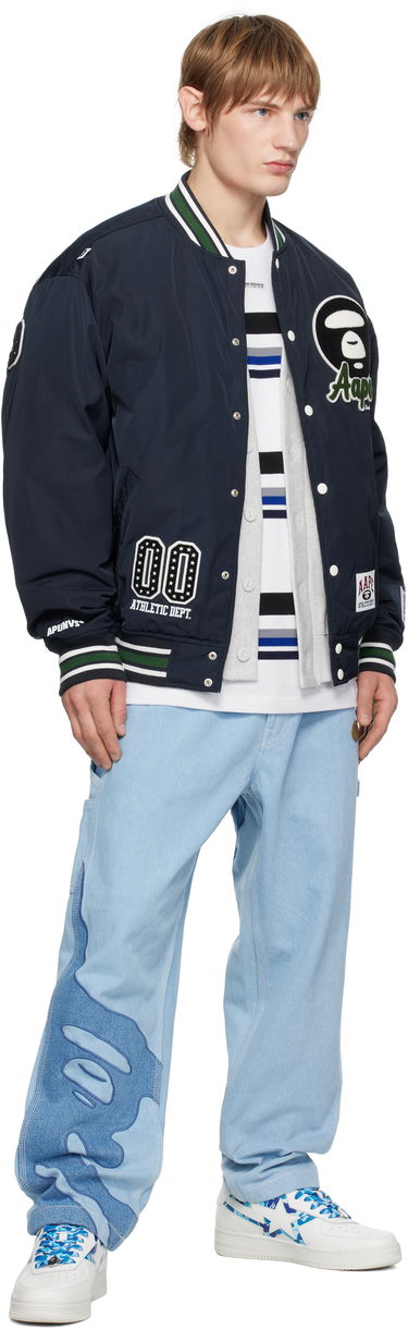 Bomber jakna AAPE by A Bathing Ape AAPE By A Bathing Ape Moonface Logo Varsity Jacket Mornarica | AAPJKM7676XXNNYD, 3