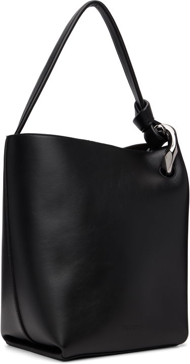 Torba za čez ramo JW Anderson Corner Bucket Leather Shoulder Bag with Knot Detail and Sculptural Hardware Črna | HB0738-LA0232, 1