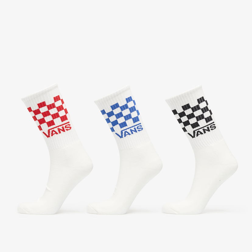 Nogavice Vans Vans Classic Check Crew Socks 3-Pack Bela | VN000QBUWHT1