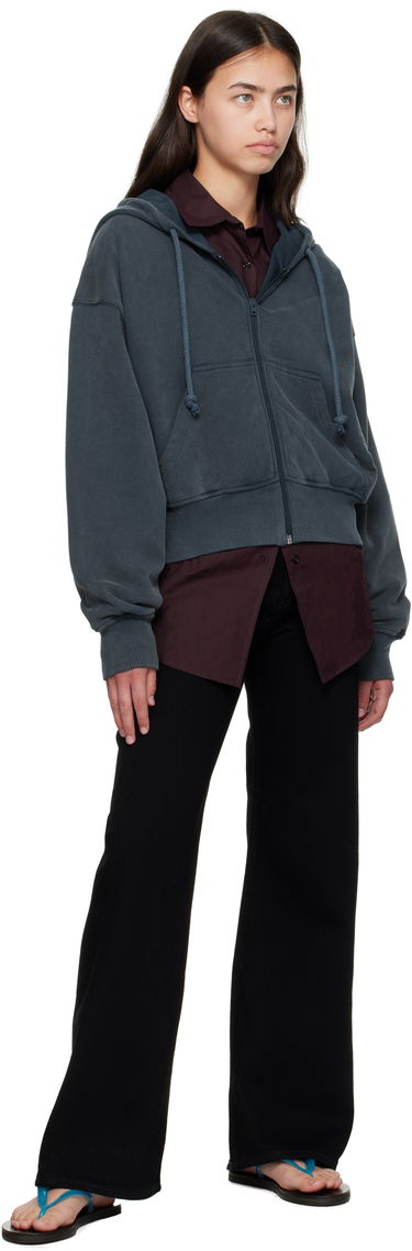 Pulover Acne Studios Acne Studios Cropped Zip Hoodie Siva | AI0167-, 3