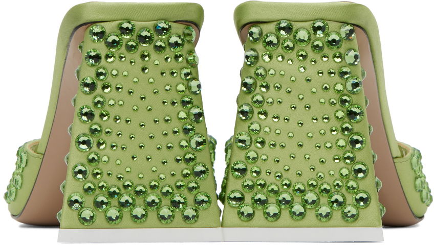 Modni dodatki The Attico Attico Mini Devon Crystal-Embellished Satin Mules Zelena | 241WS772 V015T, 1