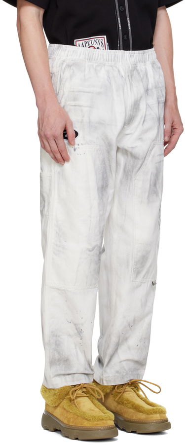 Cargo hlače AAPE by A Bathing Ape AAPE by A Bathing Ape Embroidered-Logo Painter Pants Bela | AAPPTMA682XAMWHB, 3