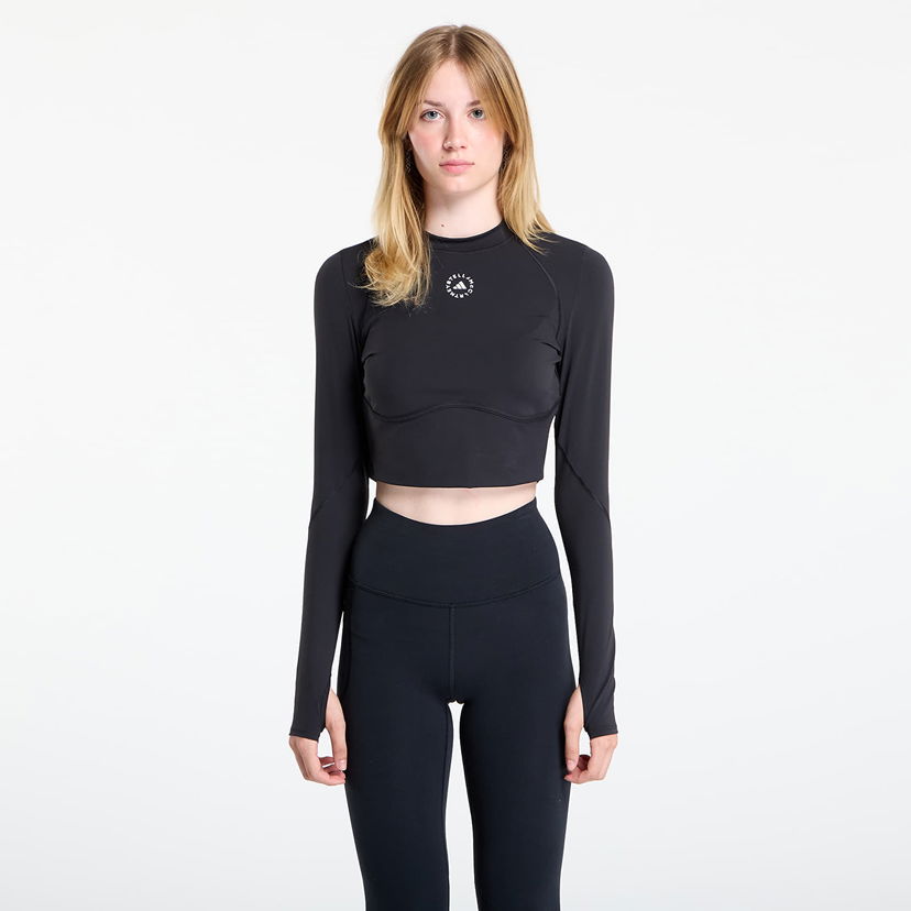 Krop-top adidas Performance Stella McCartney Training Longsleeve Crop Black Črna | JW4566
