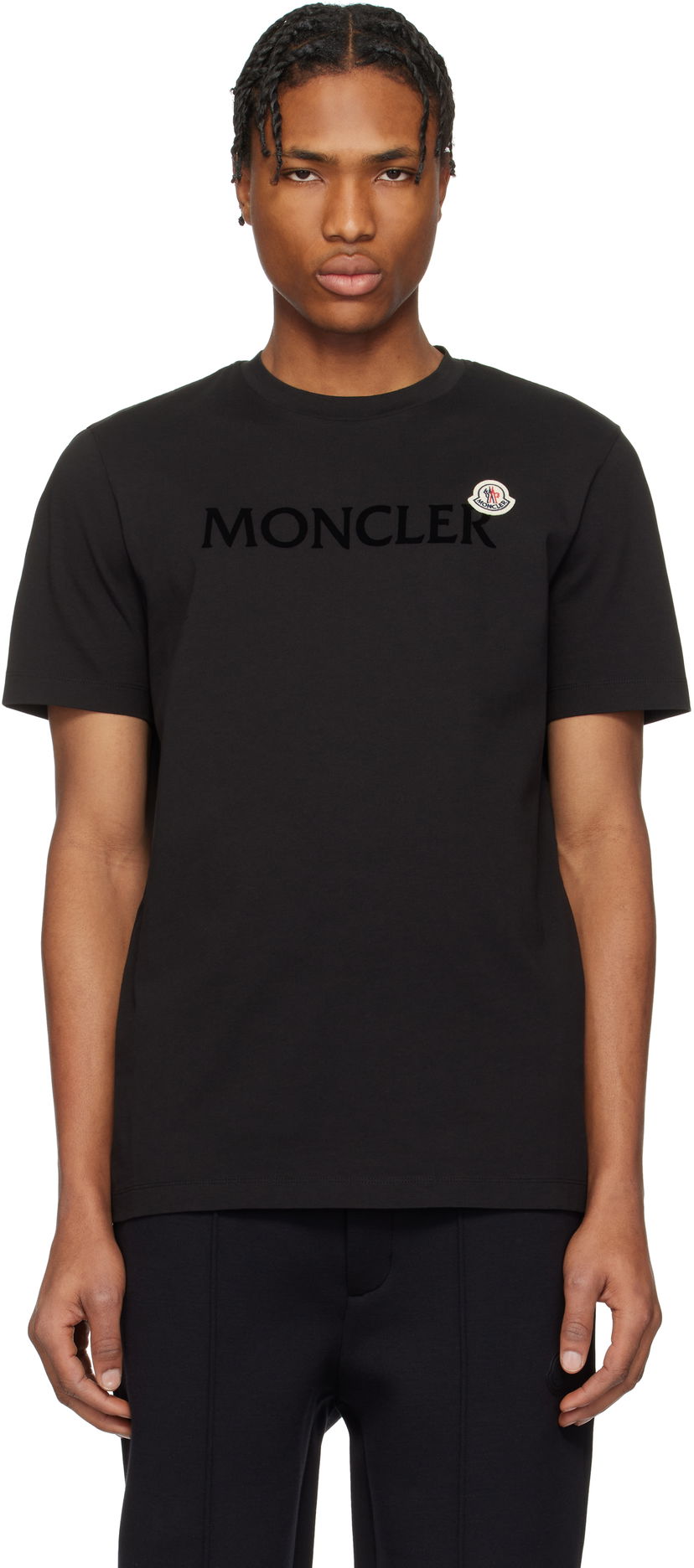 Majica Moncler Moncler Flocked Logo Cotton T-Shirt Črna | K10918C000758390T