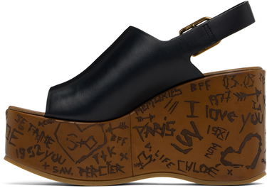 Nega čevljev CHLOÉ Chloé Maxime Wedge Sandals Črna | CHC25U10GLU, 2