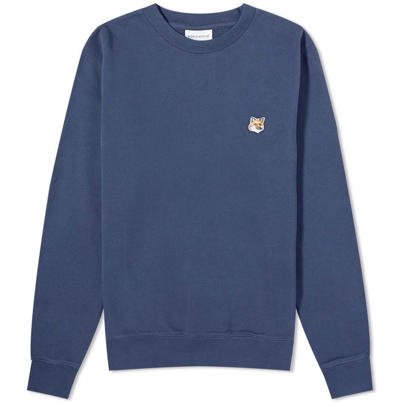 Pleteni pulover MAISON KITSUNÉ Patch Crewneck Mornarica | LM00301KM0001-P476