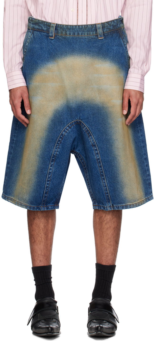 Kratke hlače Y/PROJECT Sprayed Denim Shorts Modra | 207SO001