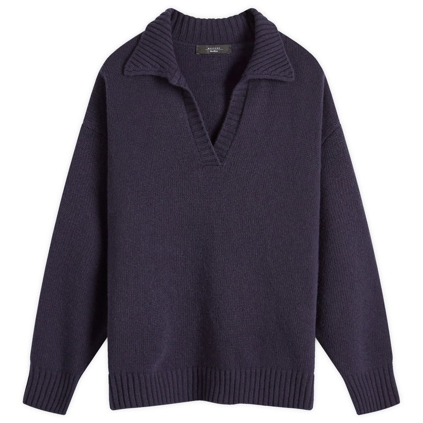 Pleteni pulover Max Mara Weekend by Knitted V-Neck Jumper Size Large Modra | 2425366152600-8