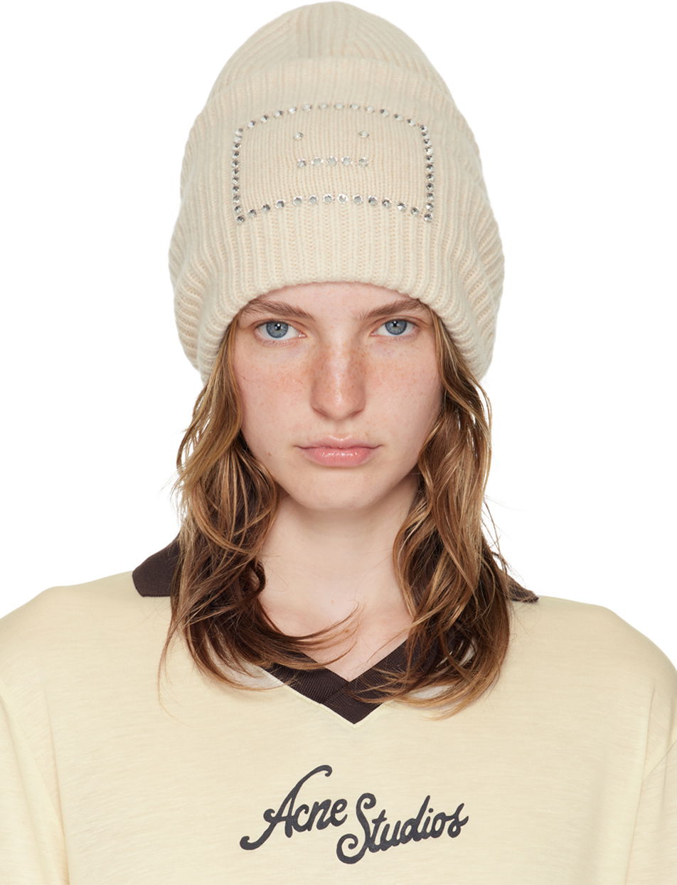 Beanie Acne Studios Beige Embellished Square Beanie Bež | C40367-, 0