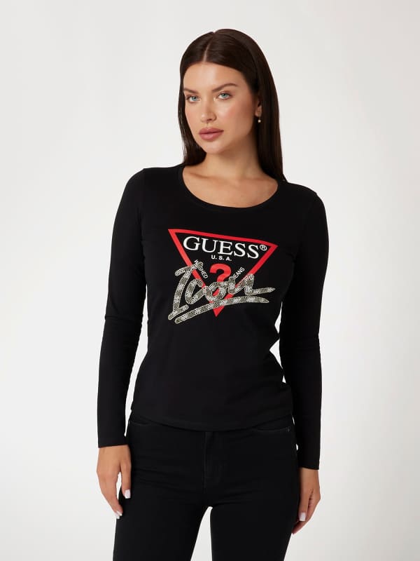 Majica GUESS Long Sleeve Graphic T-Shirt Črna | W4BI21I3Z14
