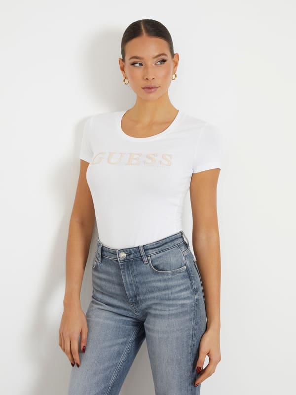 Majica GUESS Front Logo Stretch Bela | W4RI45J1314, 0