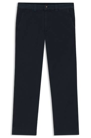 Hlače BOSS Stretch Cotton Twill Straight-Fit Trousers Mornarica | 50542911