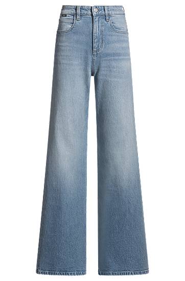 Kavbojke BOSS Comfort-Stretch Flared Leg Jeans Modra | 50538580