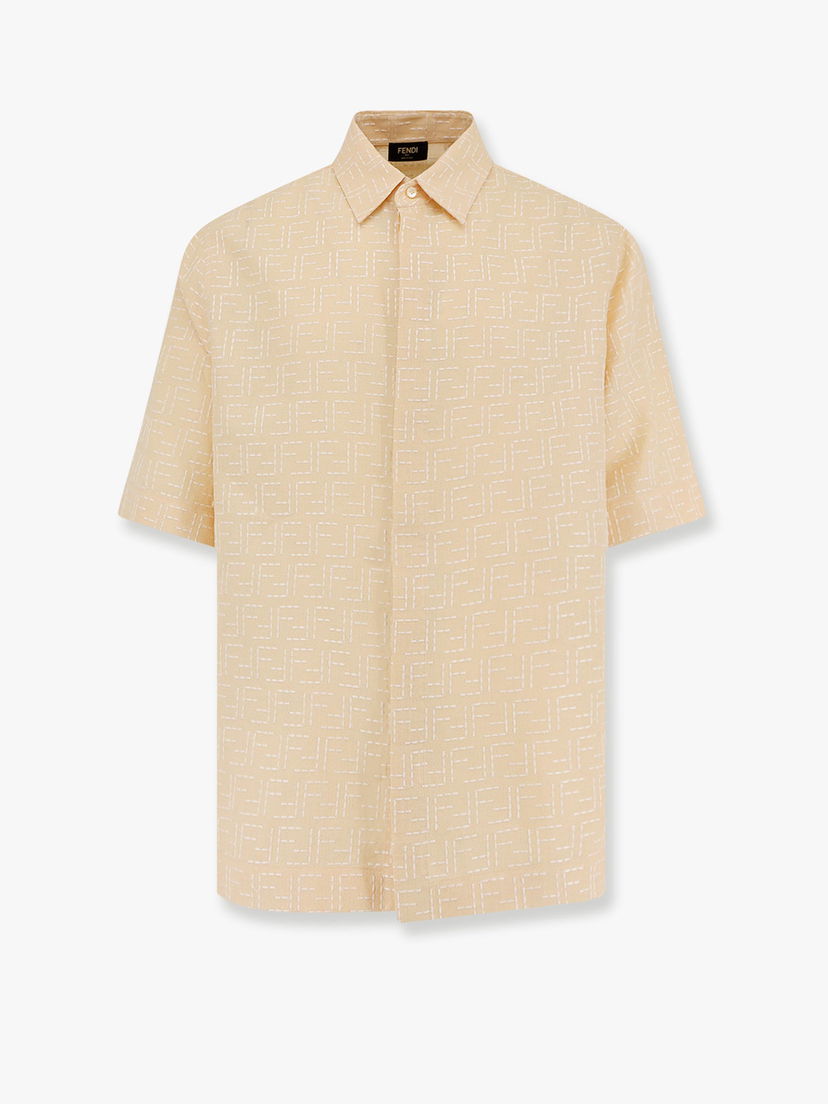 Srajce FENDI Fendi Short Sleeve Button-Down Shirt Bež | FS1317AU6YF0PKL