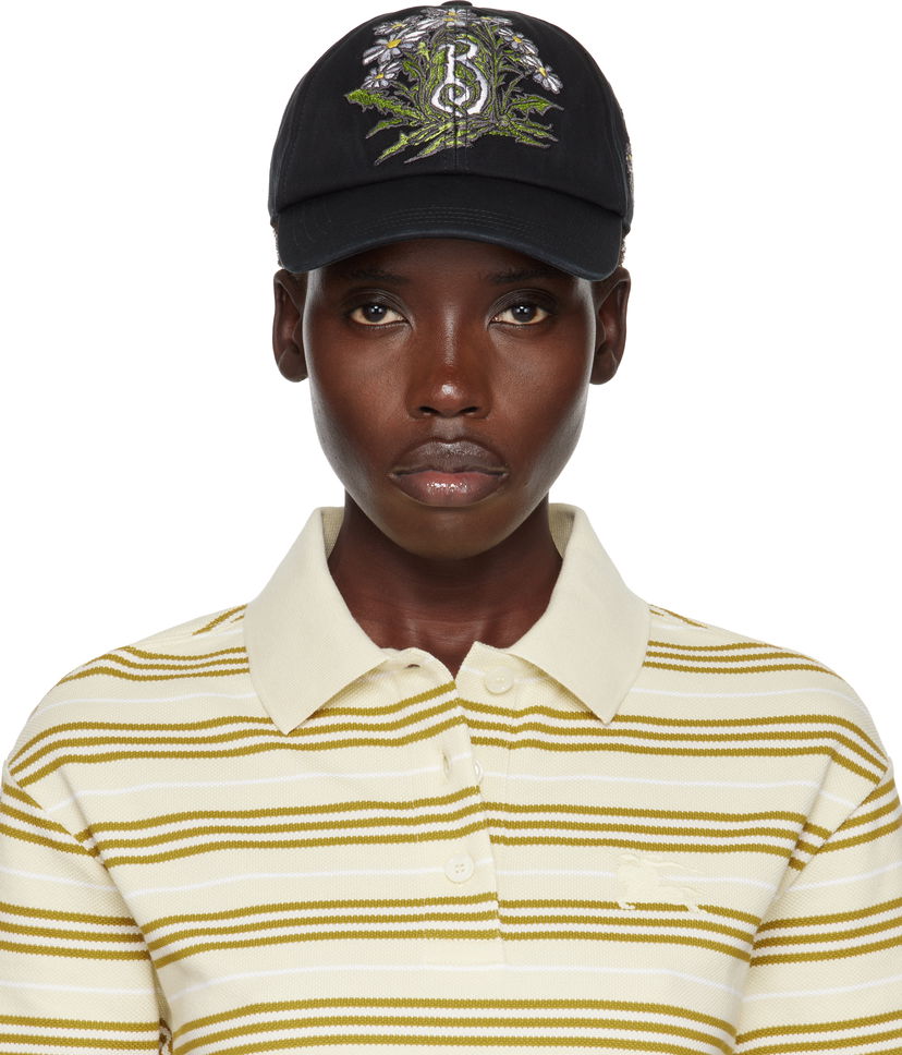 Kapa Burberry Burberry Daisy 'B' Gabardine Baseball Cap Črna | 8103762