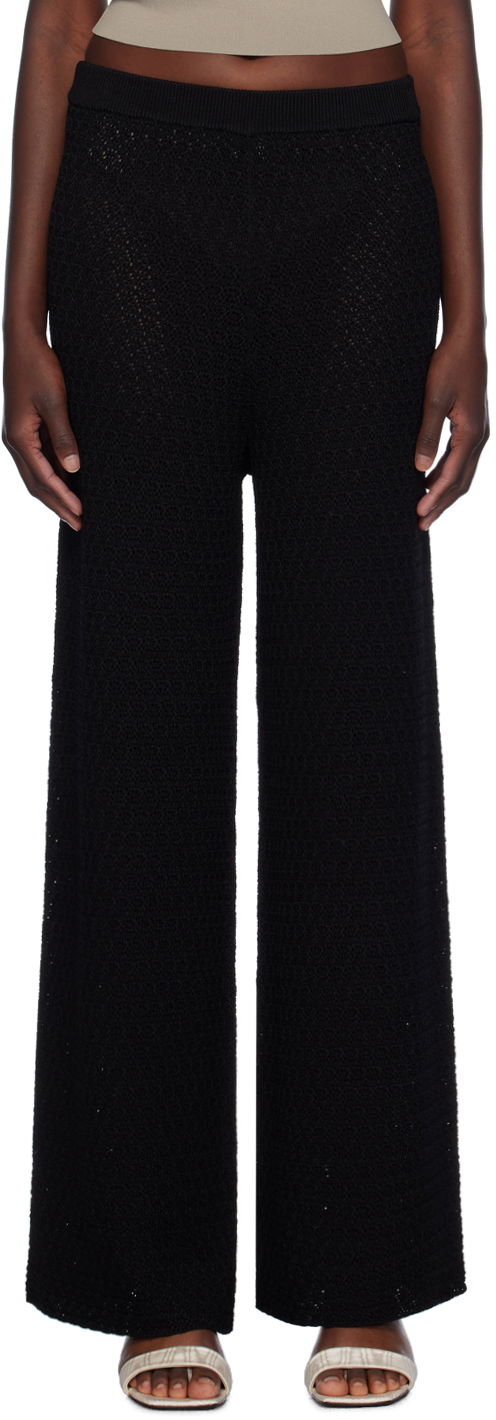 Hlače TOTEME Wide-Leg Knit Trousers Črna | 243-WRB0207-YA0040