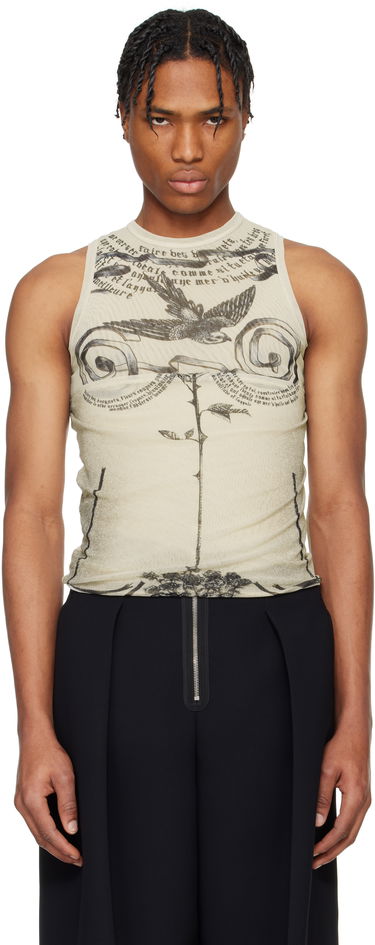Majica brez rokavov Jean Paul Gaultier Jean Paul Gaultier 'The Tattoo Rose and Bird' Graphic Print Tank Top Bež | 25/34-F-DB054-T583-030030, 0