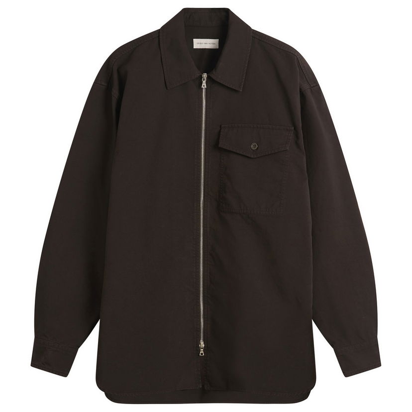 Jakna Dries Van Noten Dries Van Noten Overdyed Double Weave Cotton Shirt Jacket Rjava | 252-020792-2101-703