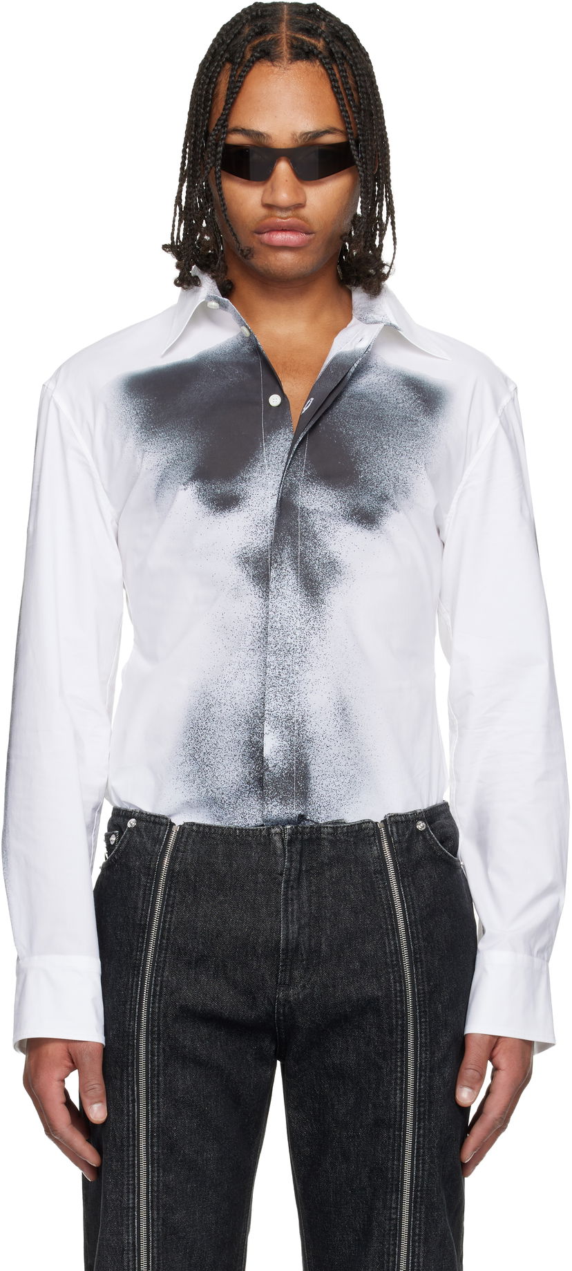 Srajce Jean Paul Gaultier Jean Paul Gaultier Printed Body Dust Shirt Bela | 25/04-W-ST041-C071-0100