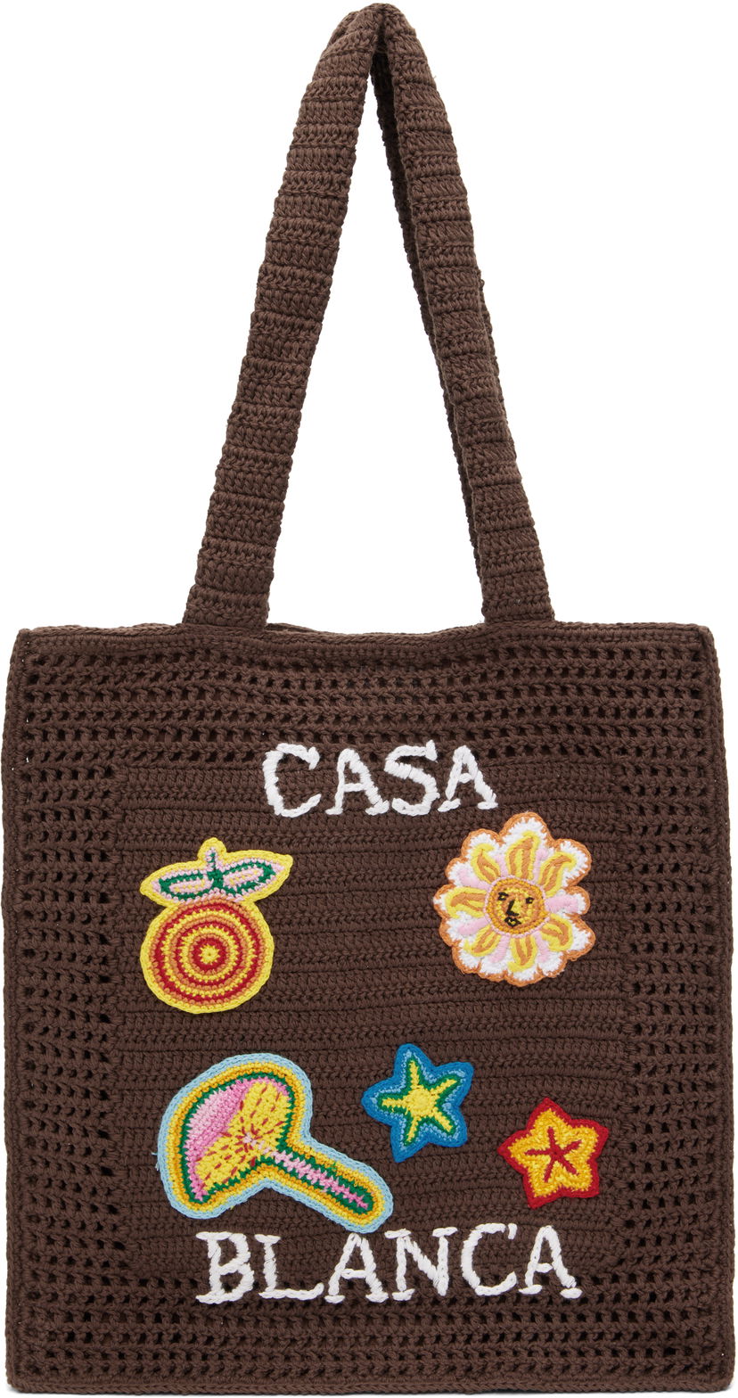 Tote bag Casablanca Casablanca Large Crochet Tote Rjava | AS25-BAG-124-02