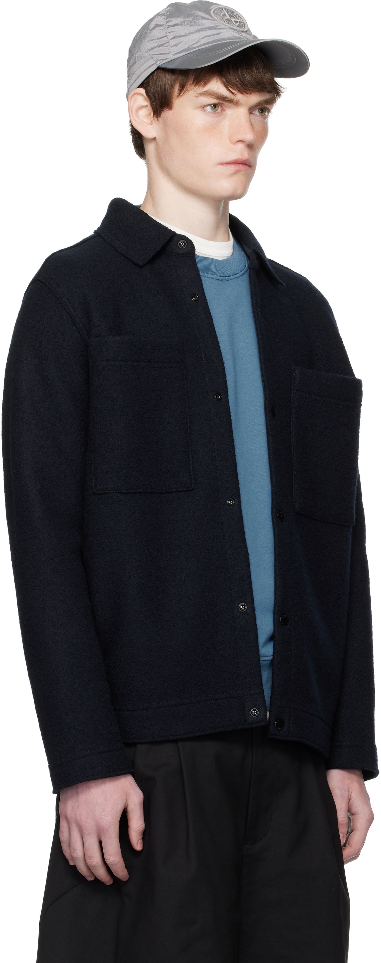 Jakna Stone Island Stone Island Wool Overshirt Mornarica | K2S15 5100058 S0IN1, 1