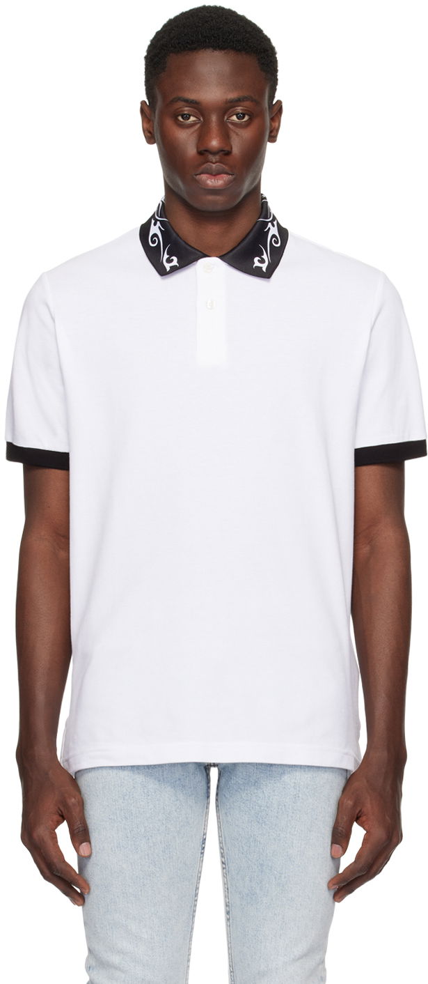 Polo majica Versace Jeans Couture White Printed Polo Bela | E76GAGT08_ECJ01T