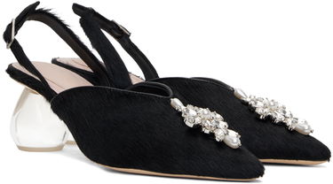 Superge in čevlji Simone Rocha Simone Rocha Pointed Slingback Heels with Crystal Embellishment Črna | LH14B 0794, 3