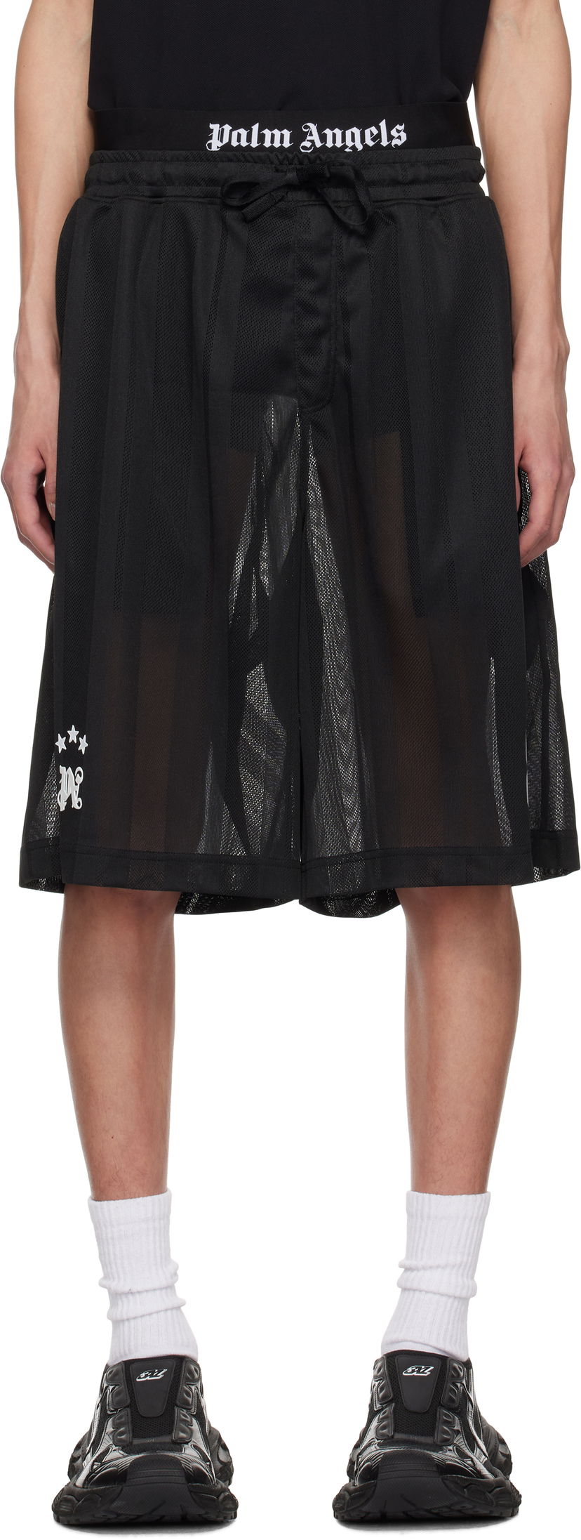 Kratke hlače Palm Angels Palm Angels Palm Sport Mesh Shorts Črna | PMCI022S25FAB0021003