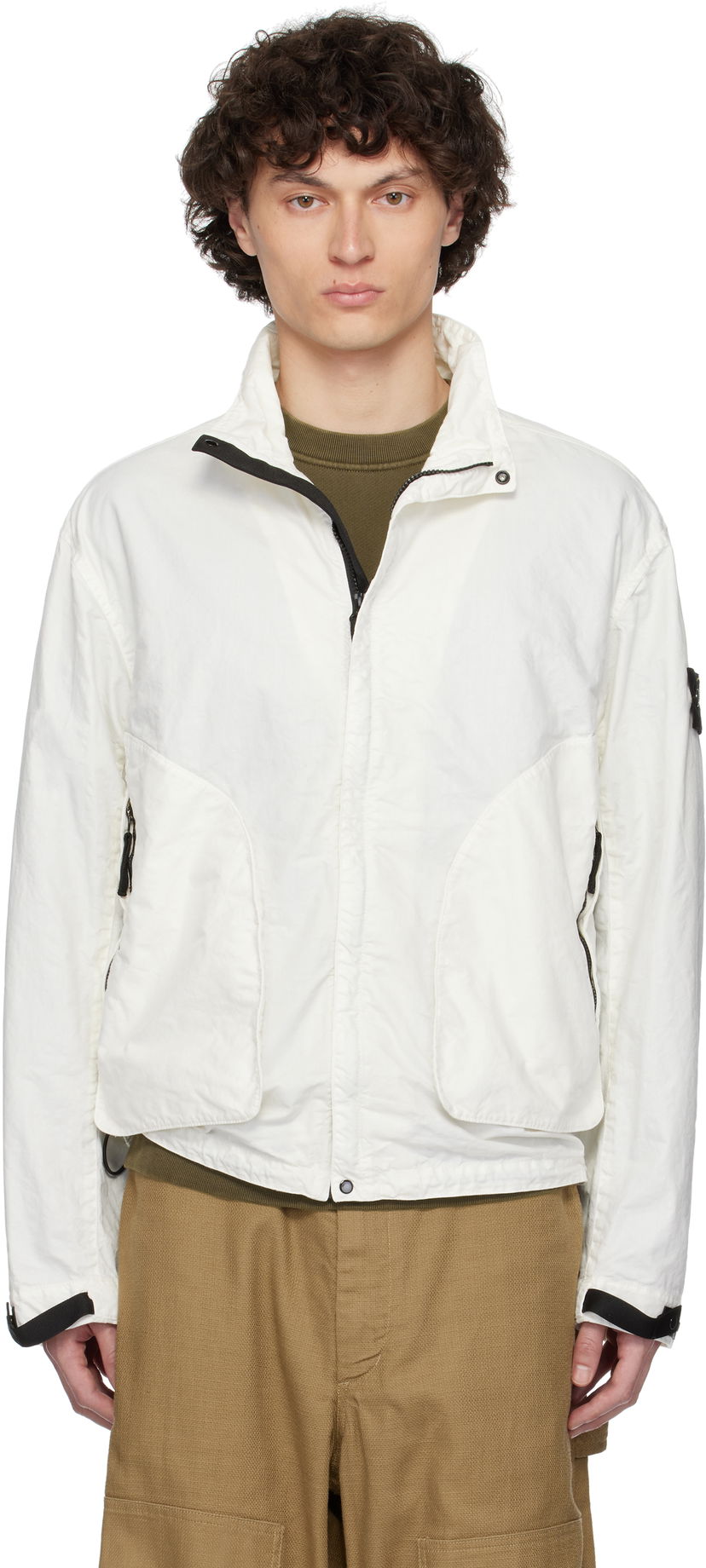 Vetrovka Stone Island Stone Island Organic Look Nylon Panama-TC Jacket Bela | K1S15 4100067 S0069