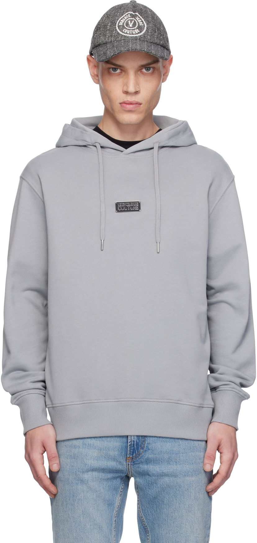 Pulover Versace Logo Regular-Fit Hoodie Siva | E77GAIT08_ECF00T