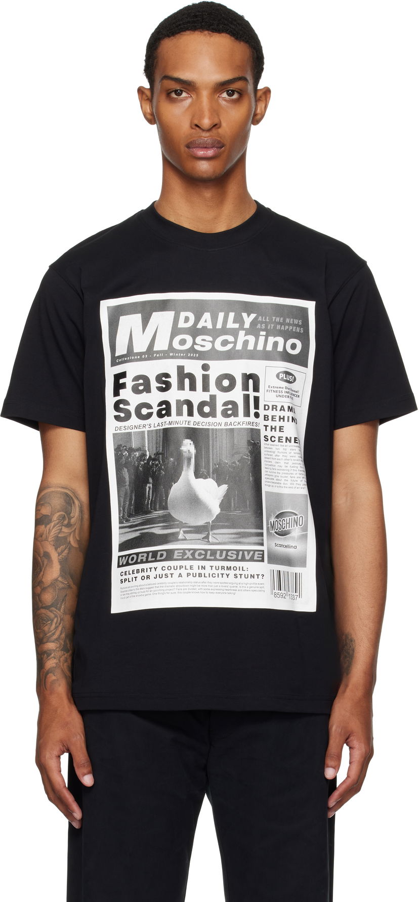 Majica Moschino Moschino Daily Newspaper Graphic Tee Črna | 252ZZ072452411555