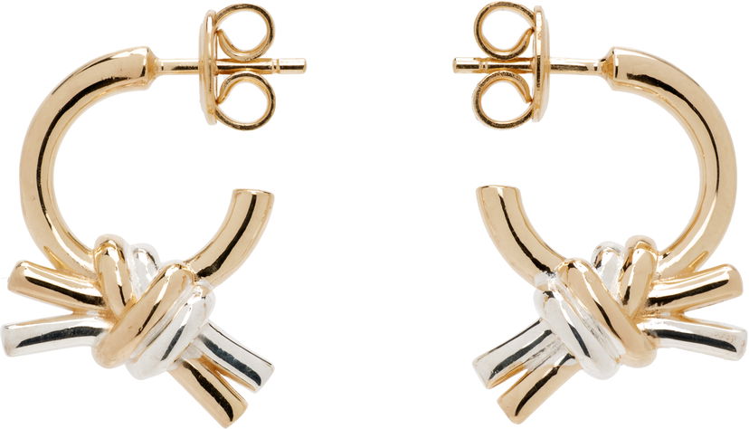 Uhani Bottega Veneta Bottega Veneta Knot Gold & Silver Hoop Earrings Kovinski | 838167 V507D