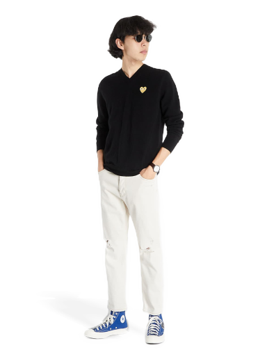 Pleteni pulover Comme des Garçons PLAY Knit Pullover Črna | AZN048 Black